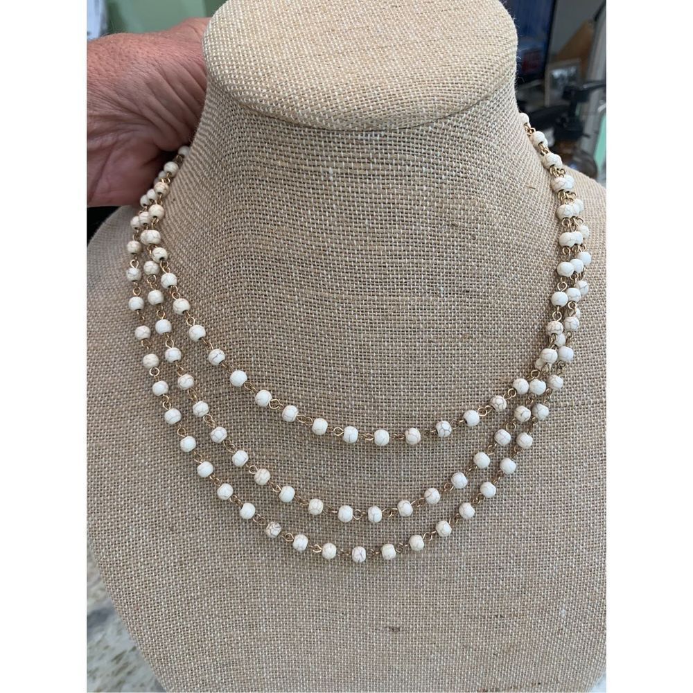 Rawhide mixed with Cream Beads 36” Necklace #casual